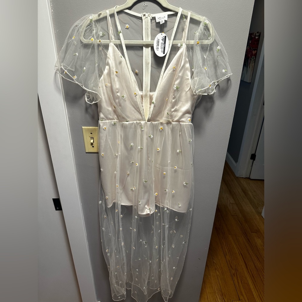 Ivory Floral Romper with Overlay